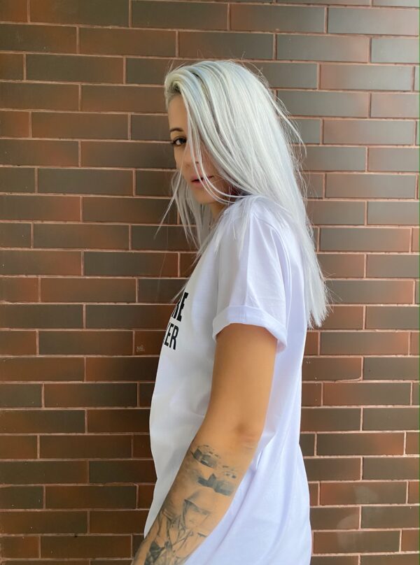 #HardcoreMotherFucker Unisex White T-shirt - Image 2